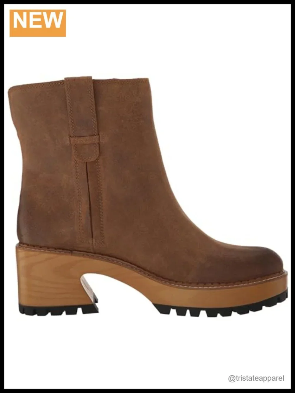 Lucky Brand Women's Suede Ankle Bootie Block Heel Pull-On